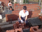 Tim sorting bricks