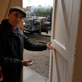 GWS Civil Engineering Manager demonstrates the fully fitted-out double doors, set of keys in hand!