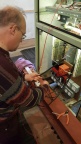 Peter gets to grips with tidying the various power distribution cables...